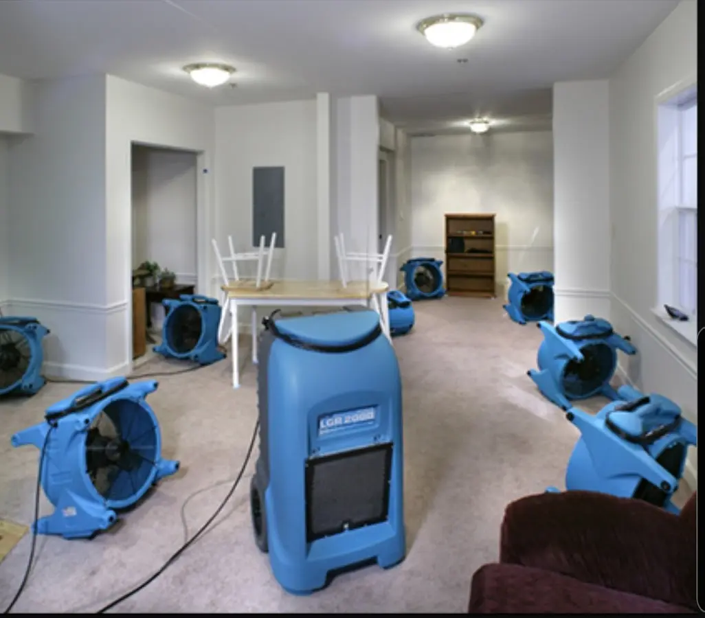 Air movers and dehumidifier setup for Water Damage Restoration in Las Vegas