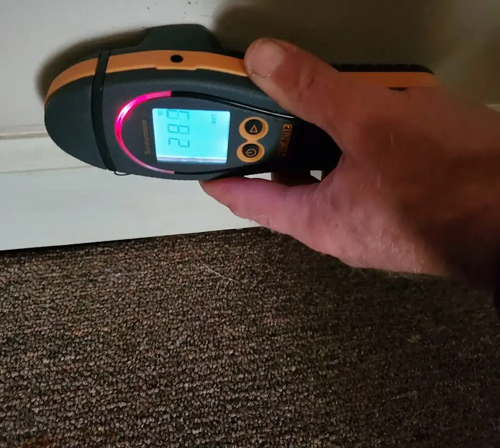 Moisture detection at baseboard during Burst Pipe Cleanup in Las Vegas